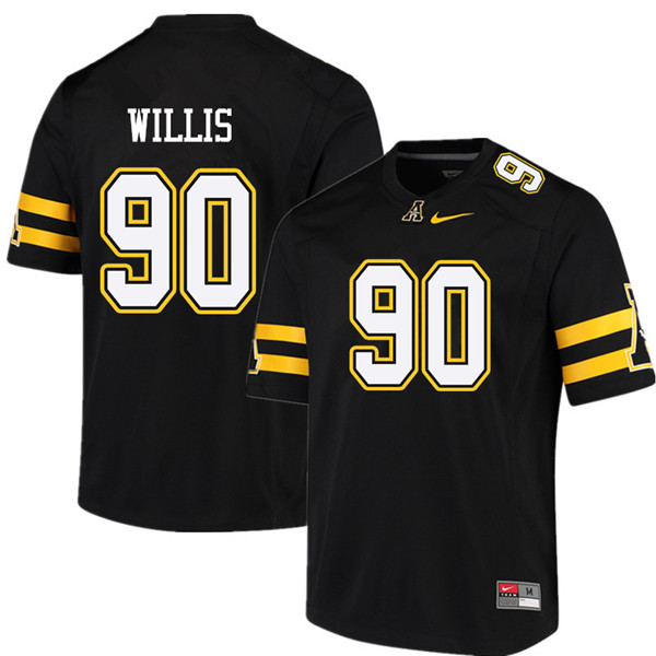 Men #90 Chris Willis Appalachian State Mountaineers College Football Jerseys Sale-Black